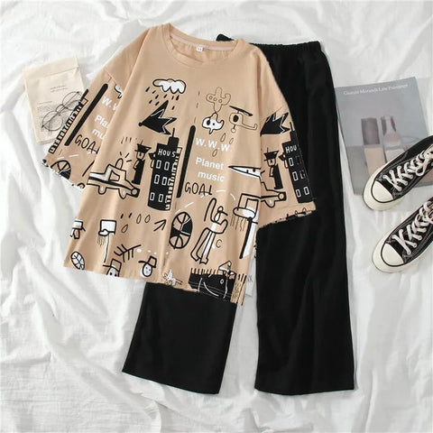 Multi Planet Printed Half Sleeves The Ultimate Dream wear Sleep Suit