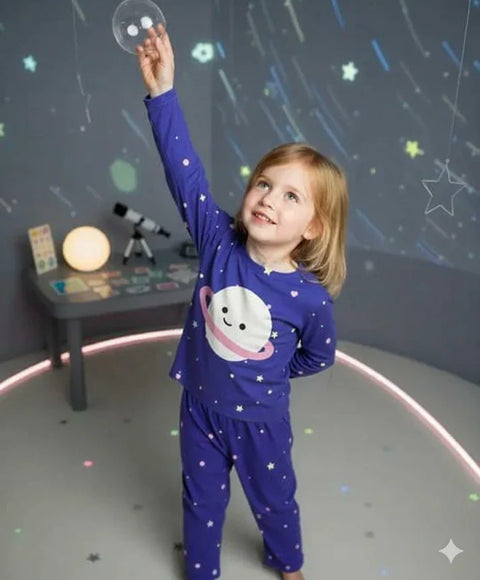 Blue Planet and Stars Printed Kids Suit