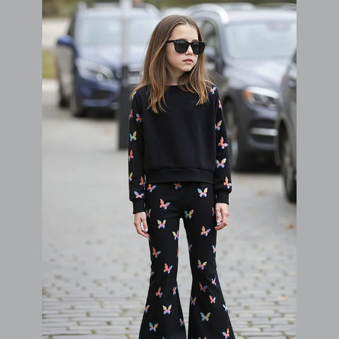 Butterfly Print Winter Girls Tracksuit