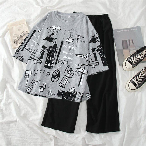 Multi Planet Printed Half Sleeves The Ultimate Dream wear Sleep Suit