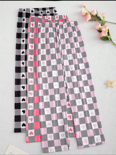 Pack of 3 Checkered Hearts Printed Plazo For Her