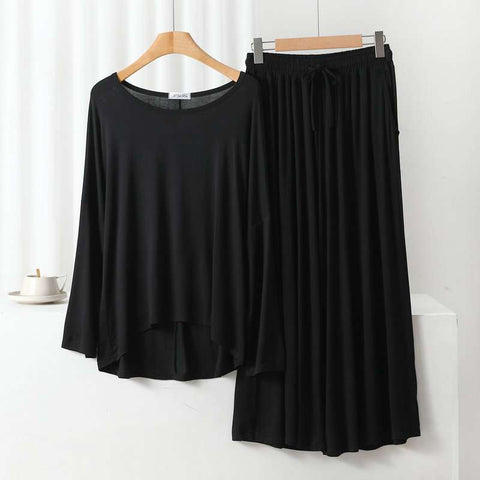 Black Loose Sleeves T-Shirt With Plazzo Trouser Suit